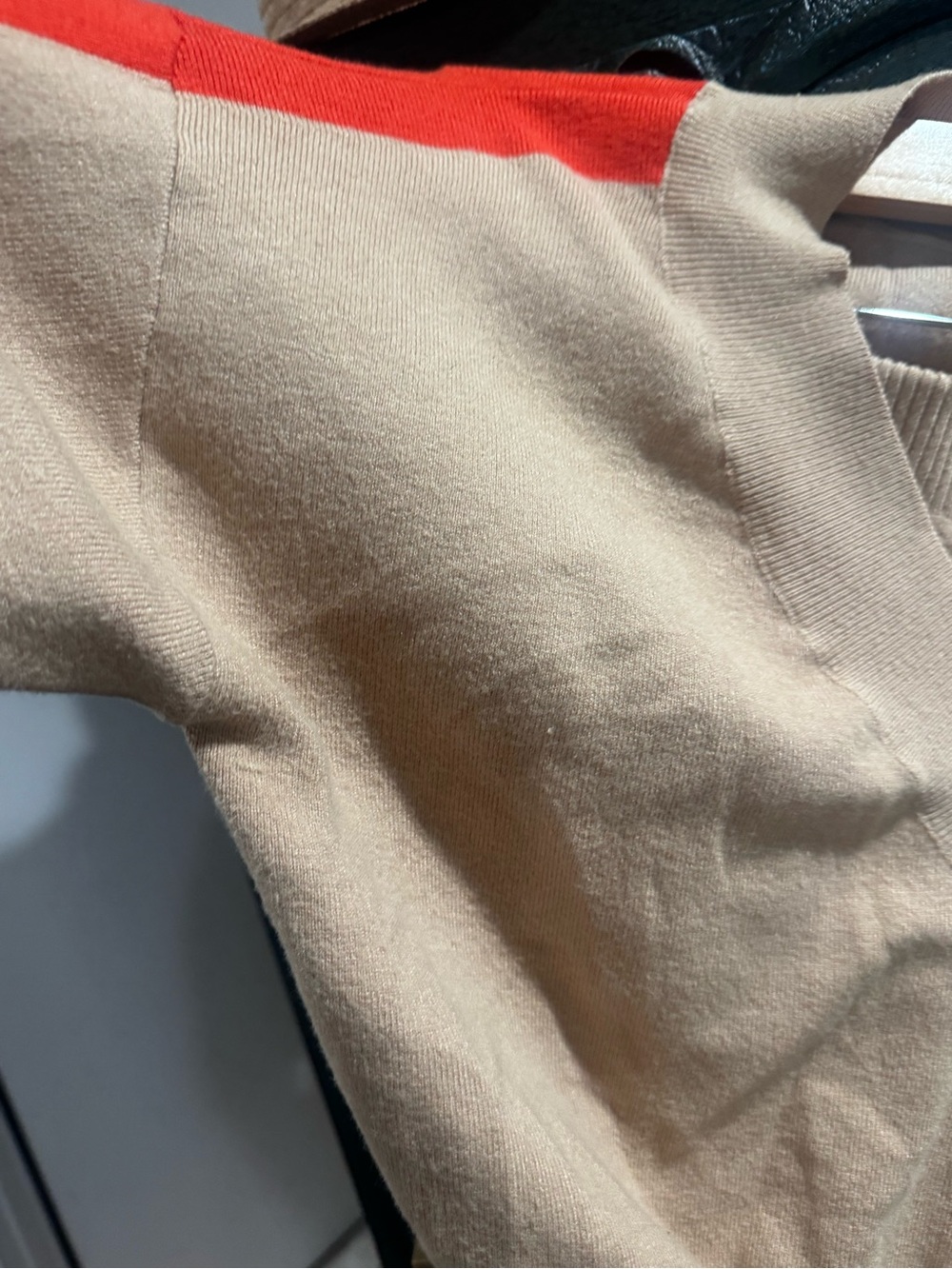Fashion Nova Beige and Red Knit Track Jogger Set - Picture 3 of 3